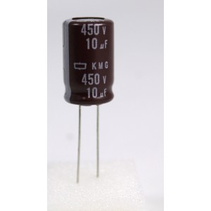 Condensatore elettrolitico 10uF 450V 105°C 12,5X20mm Passo 5mm Lelon
